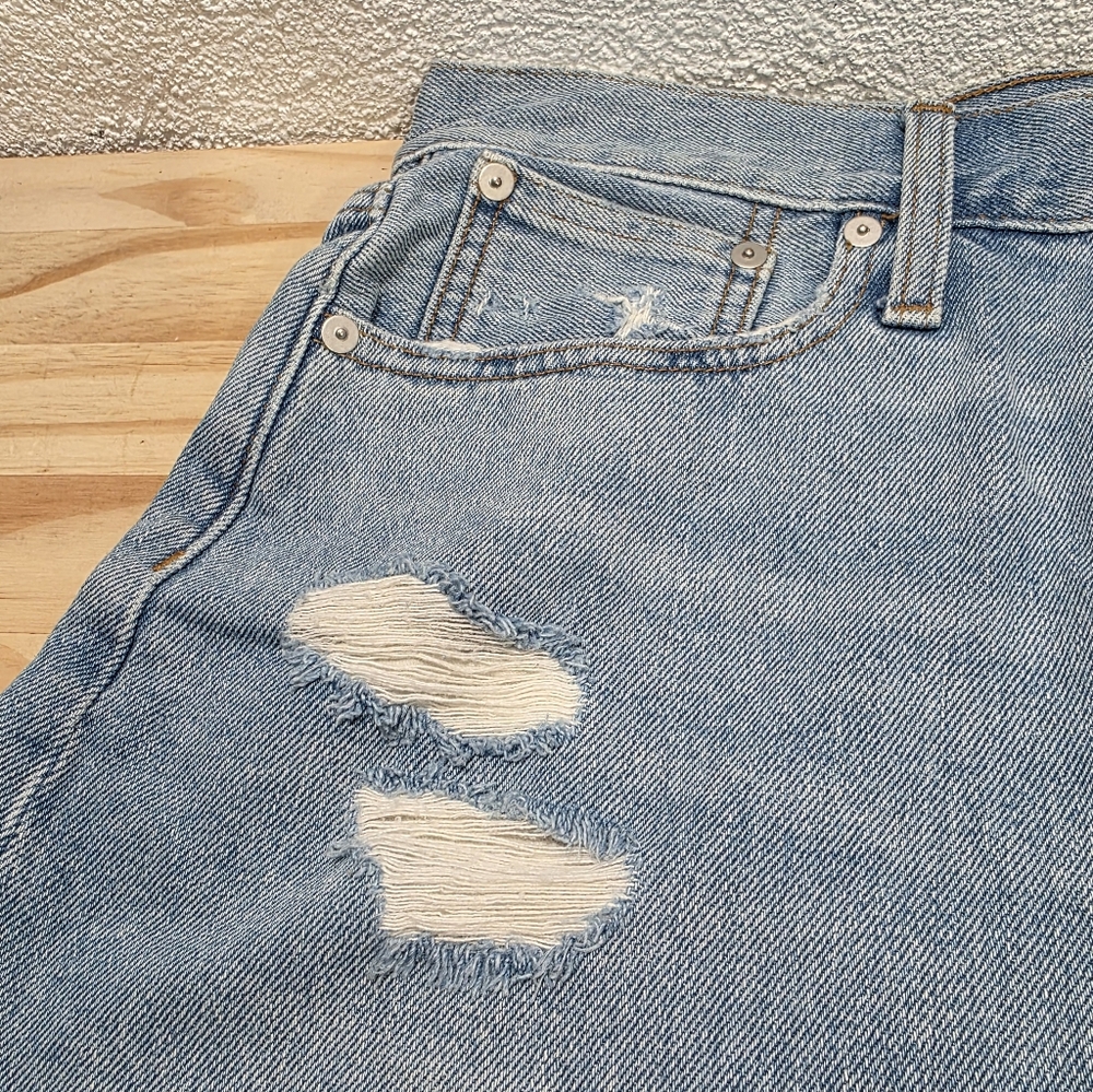 Madewell the Mom Jean Short Denim Blue Shorts Women High Rise Frayed Hem Size 29 - Picture 5 of 16